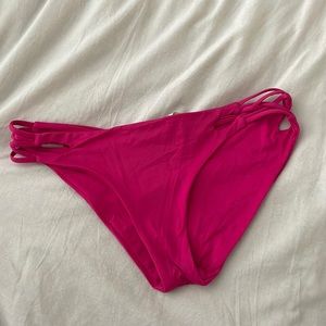 Hot Pink bikini bottom with Cutout and Braid Detailing